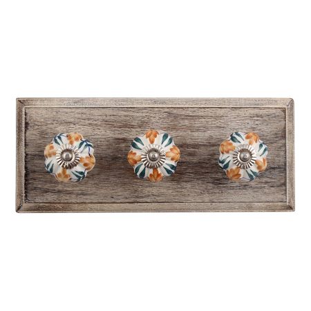 Light Caramel Ceramic Wooden Hooks